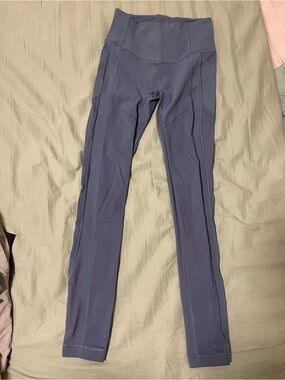lululemon muted slate blue performance leggings with pocket